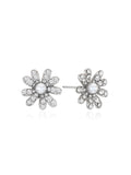 Golden Glow Flower Stud Earrings – Pearl Center with Shimmering Petals