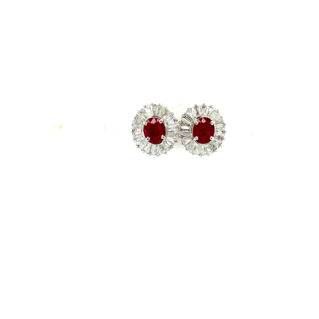 Ruby and Diamond Earring in 14K White Gold - KGT 33190