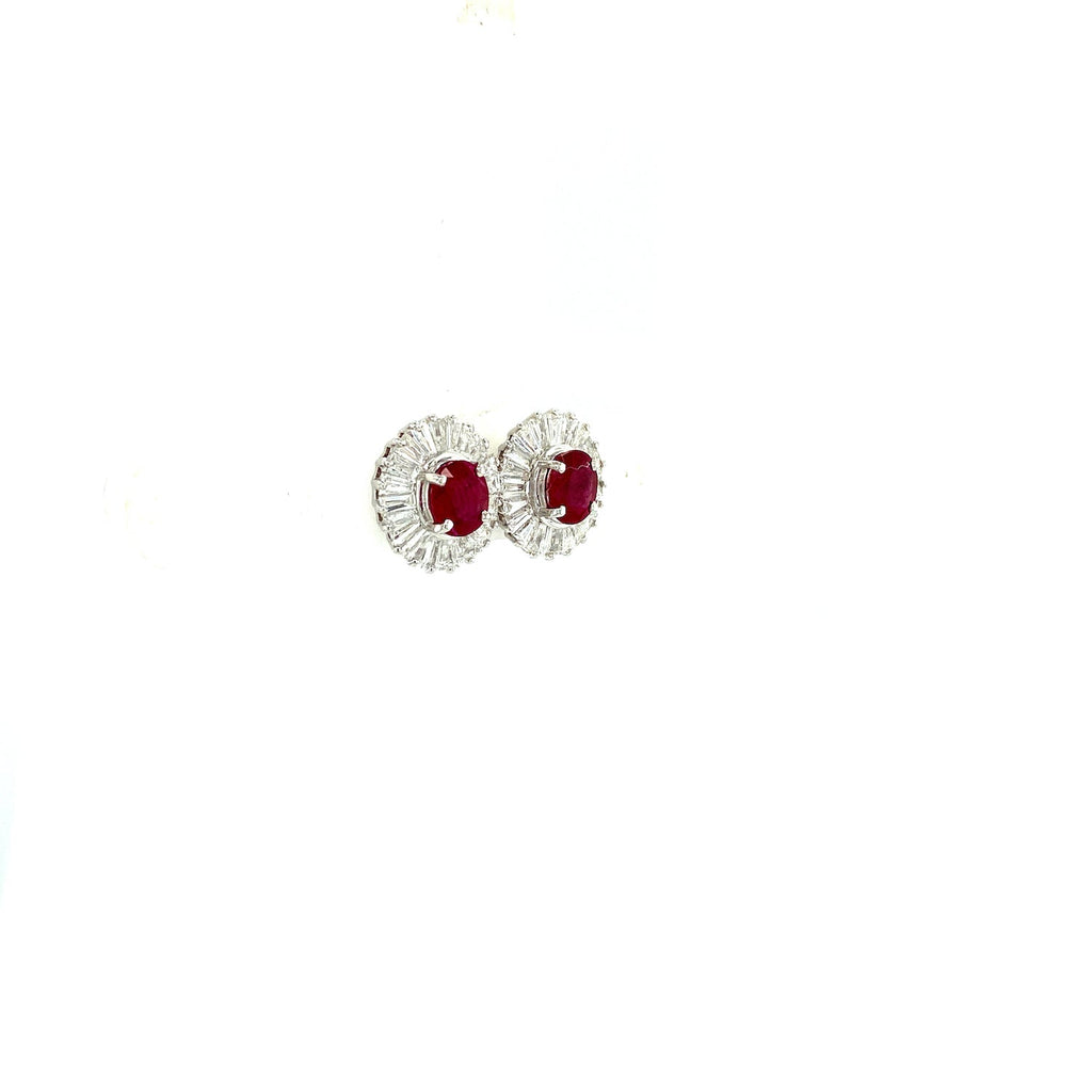 Ruby and Diamond Earring in 14K White Gold - KGT 33190