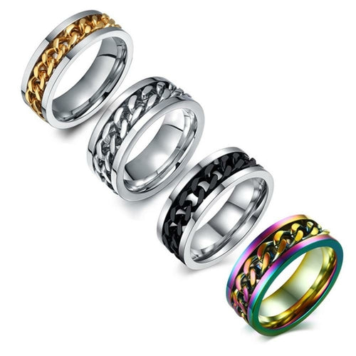 Mens Spinner Rings Fidget Ring Stainless Steel Band